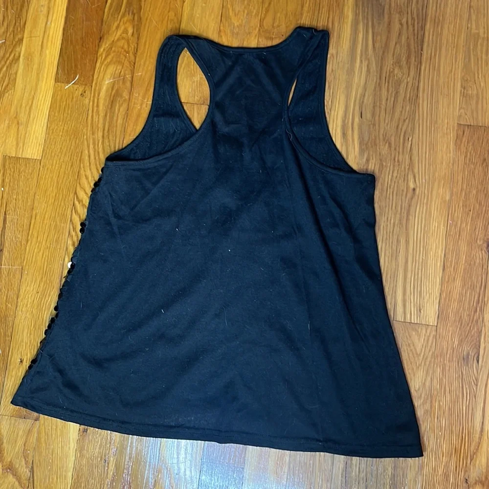 Esti Couture Black Rainbow Heart Sequins Tank Top Size Medium - Picture 4 of 4